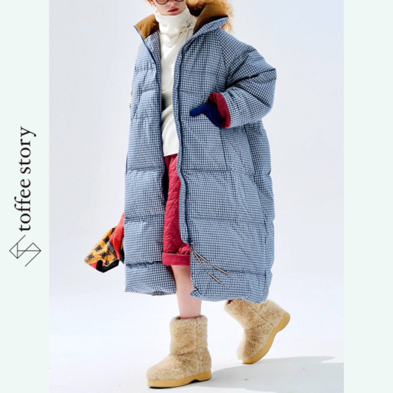 ギンガム×SWEETS刺繍ロングダウンジャケット 《i0830》