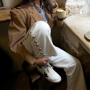 サイドパールデニムパンツ / 2color