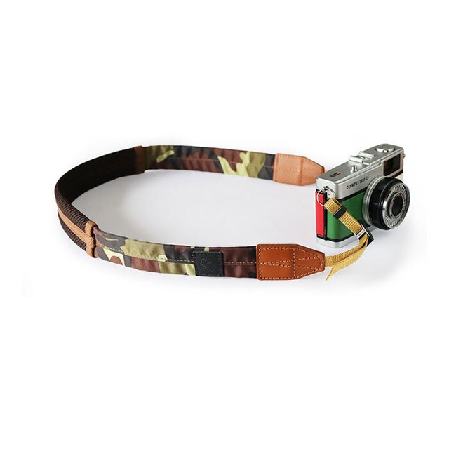 カメラストラップ：camouflage +cushion camera strap |サファリ +ダーク ブラウン クッション