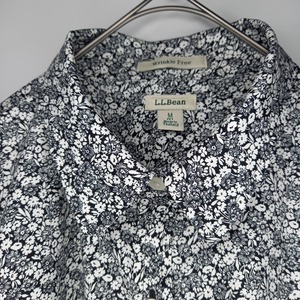 エルエルビーン　防シワ　L/Sシャツ　長袖　花柄　総柄　黒　M