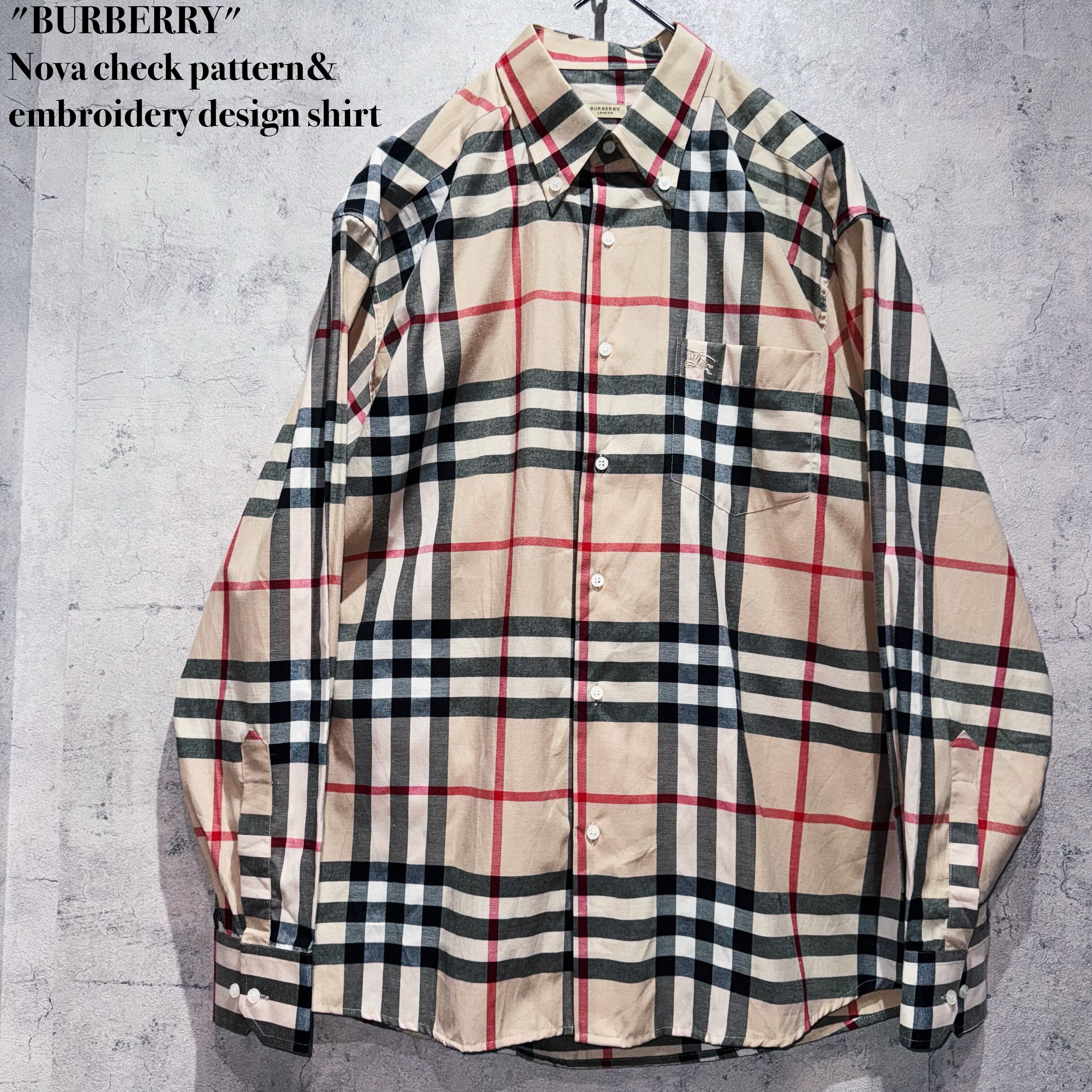 "BURBERRY"Nova check pattern&embroidery design shirt