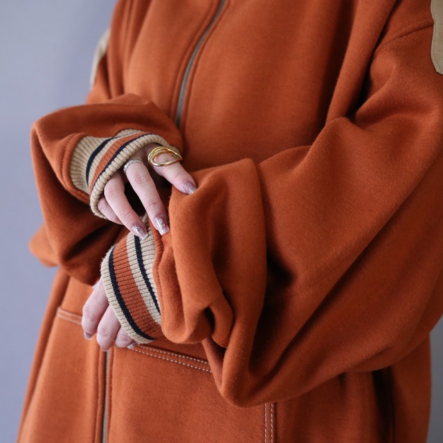 XXXL super over silhouette sweat fabric high-neck jacket