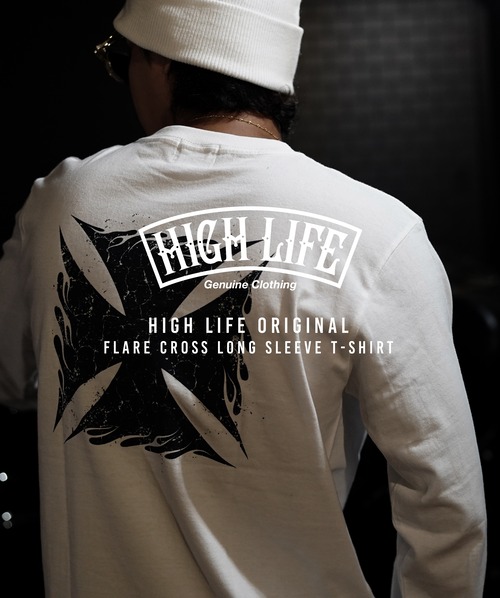 Flare Cross Long Sleeve T-shirt【White】