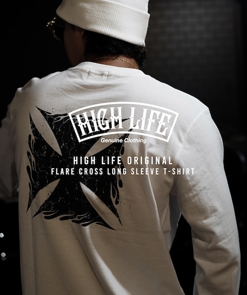 Flare Cross Long Sleeve T-shirt【White】