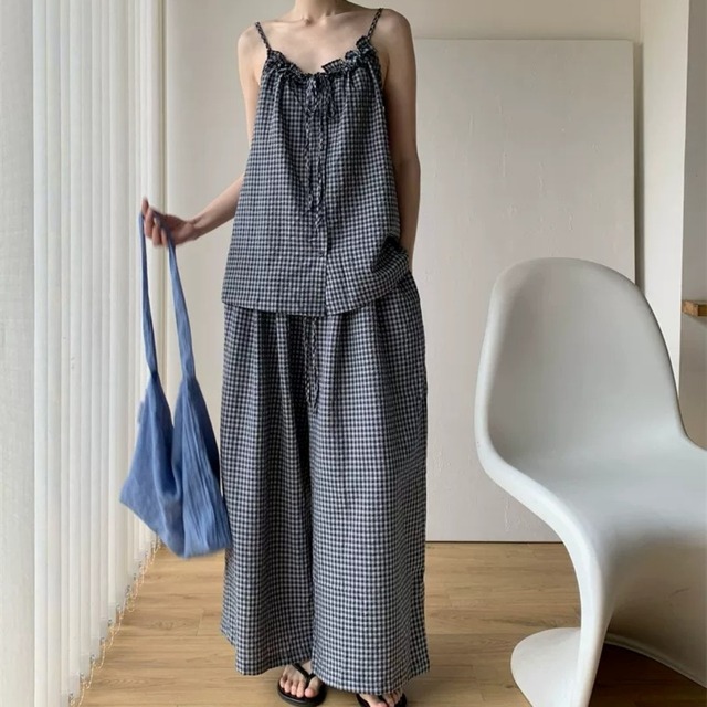 Check Cami & Wide Pants Setup 01334