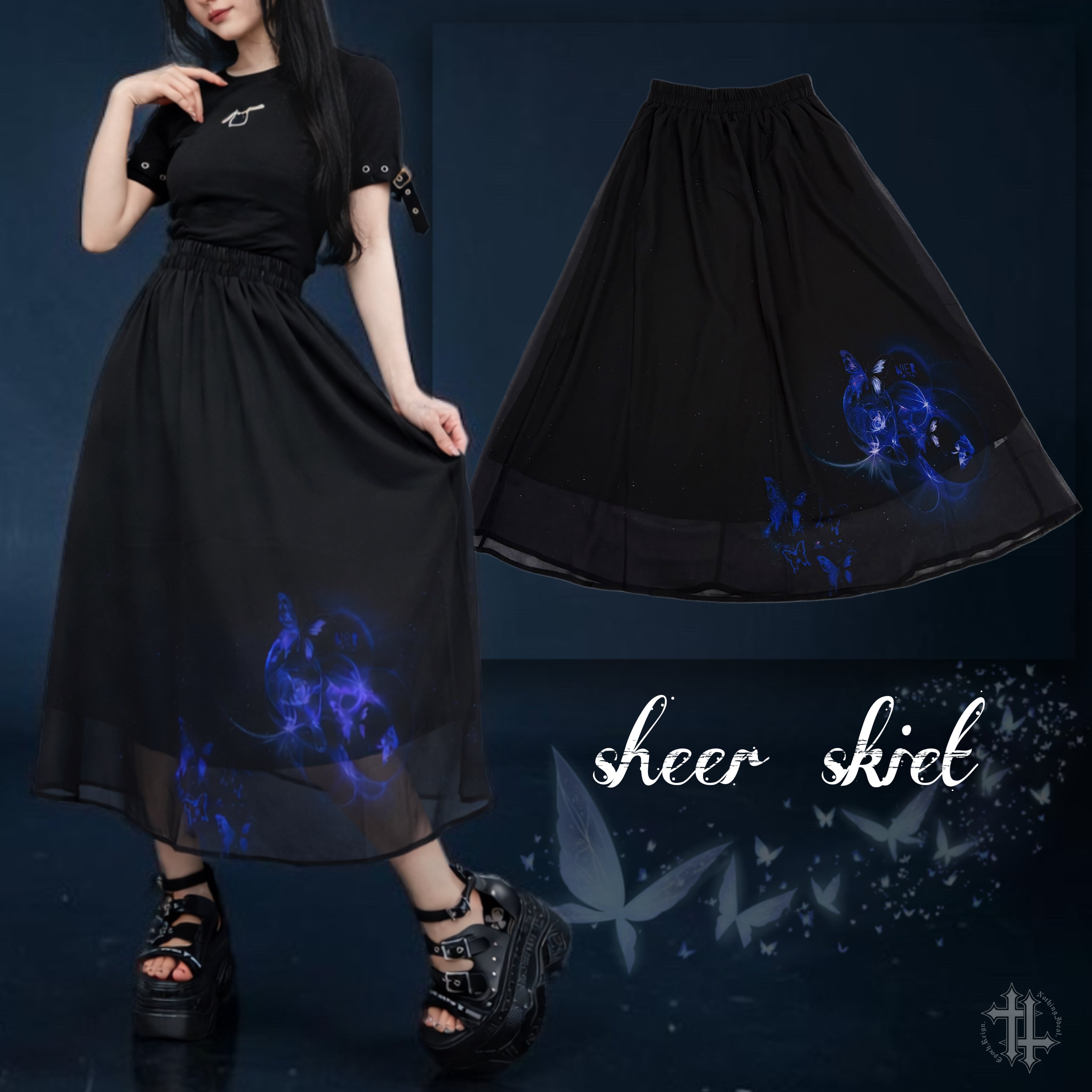 SHEER SKIRT【BLUE BUTTERFLY】 | NIER CLOTHING