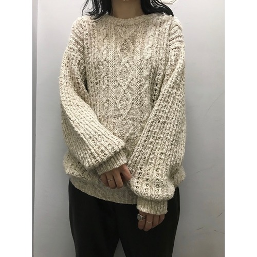 90's Blarney Woolen Mills リネン×コットン アランニット