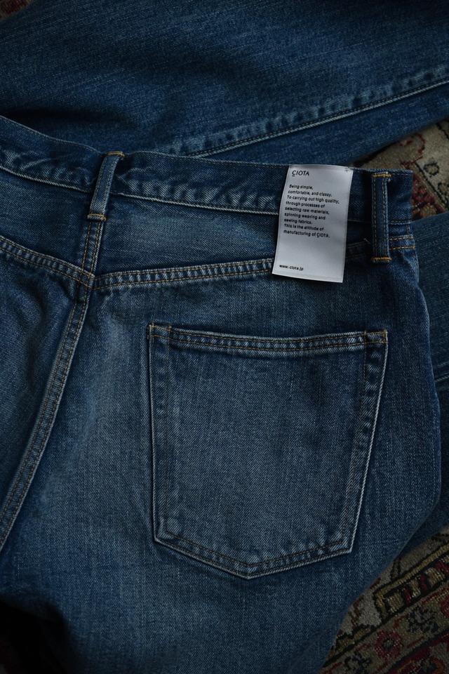 CIOTA / New Straight 5 Pocket Pants (M.Dark Blue Damage)