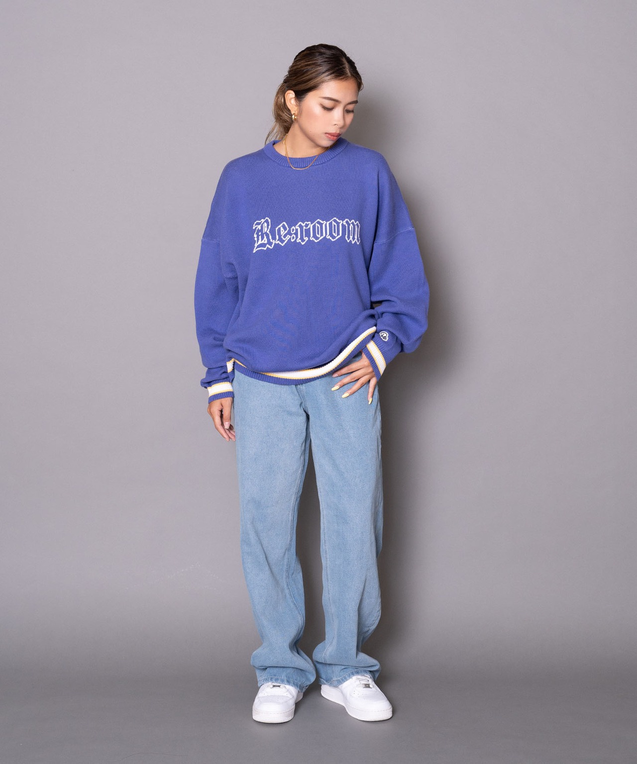 【#Re:room】＃RE:ROOM NEW YORK LOGO BIG CREW KNIT［REK106］