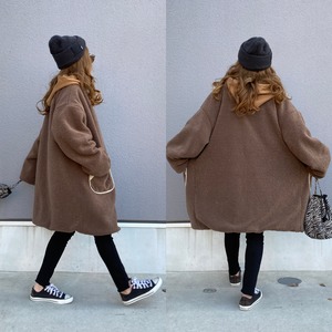 2way多機能ソフトリバーシブルボアouterlongホワイト×ブラウン