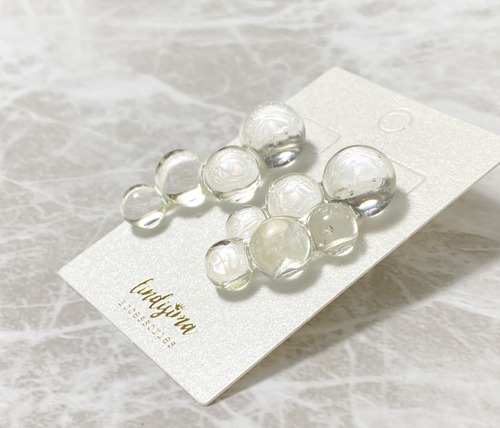 Transparent bubble earrings/ クリアで涼しげ　透明な泡ピアス　イヤリング　氷　バブル　