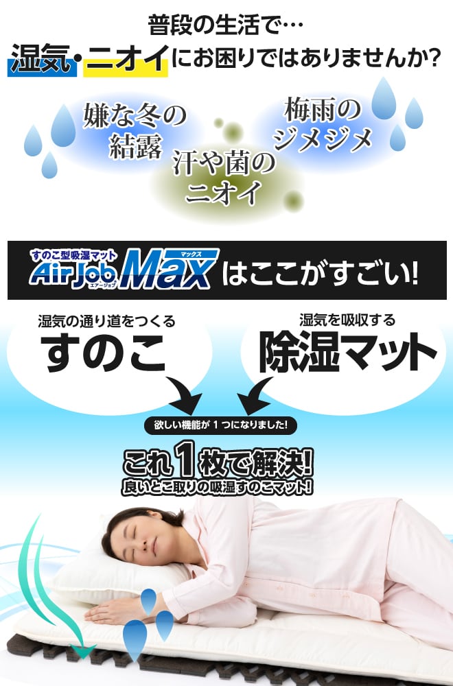 AirJobMAX すのこ型吸湿マット 日本製 除湿マット 除湿シート すのこ