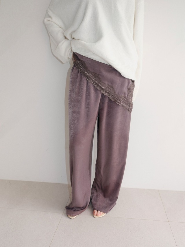 Flowy Lace Trim Wide Pants