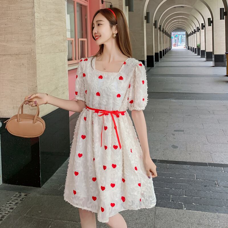【新作】【送料無料】 マタニティドレス2020夏の新しいシフォン刺繡ラブドレス小さな新鮮なミドル丈ドレス妊婦-アリババ 刺繍 サマー 夏物 expec257815924586