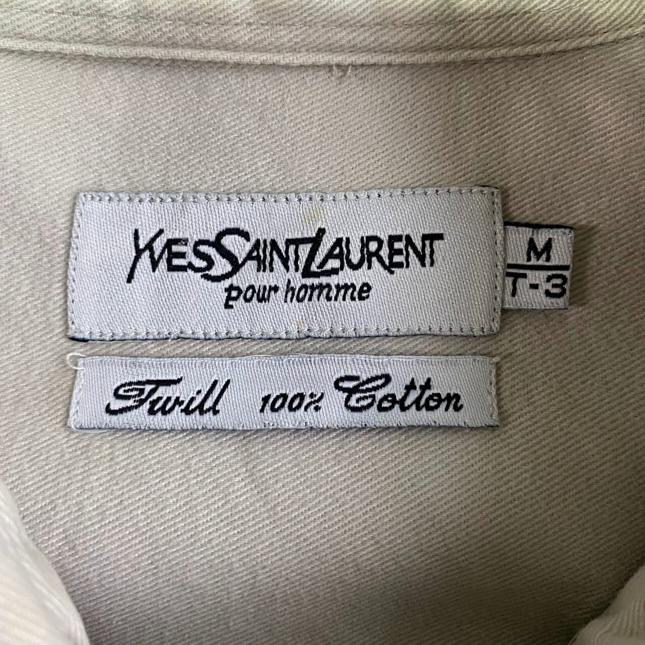 YVES SAINT LAURENT POUR HOMME イヴサンローラン ワンポイントロゴ 刺繍 長袖 コットンツイルシャツ ボタンダウンシャツ  B.Dシャツ ピンク メンズL相当 古着 アイボリー ベージュ【長袖シャツ】【CS2301-40】【3anniv】 | cave ...