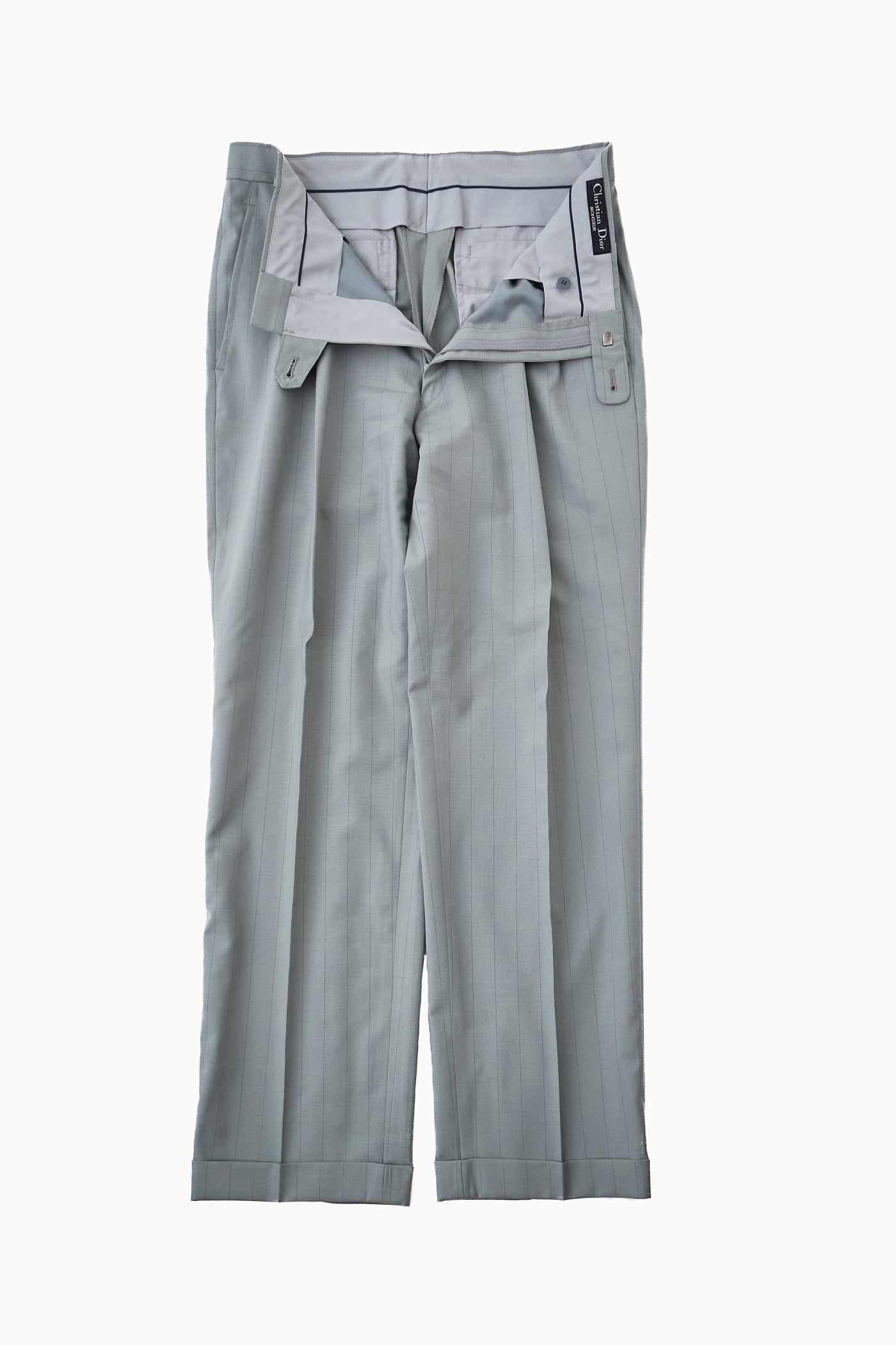 VINTAGE Christian Dior Monsieur STRIPE 2-TUCKS WIDE SLACKS | Reben