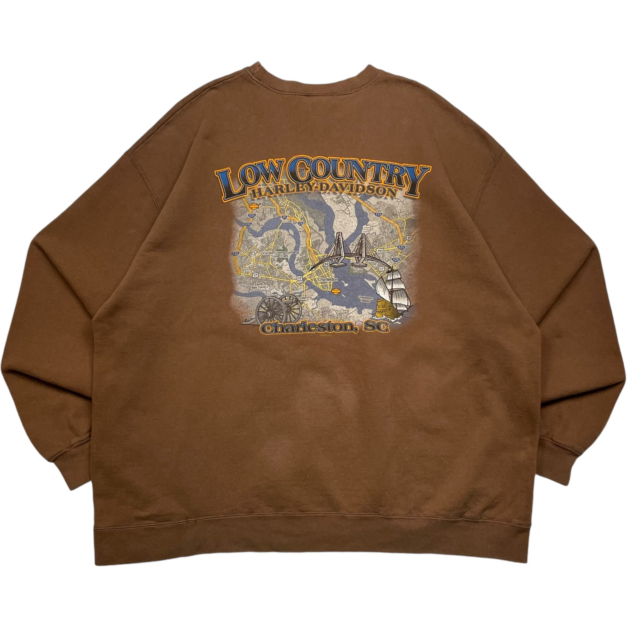 《XL》 Harley-Davidson ハーレーダビッドソン スウェット 前V グッドプリント 地図 ブラウン no.4548