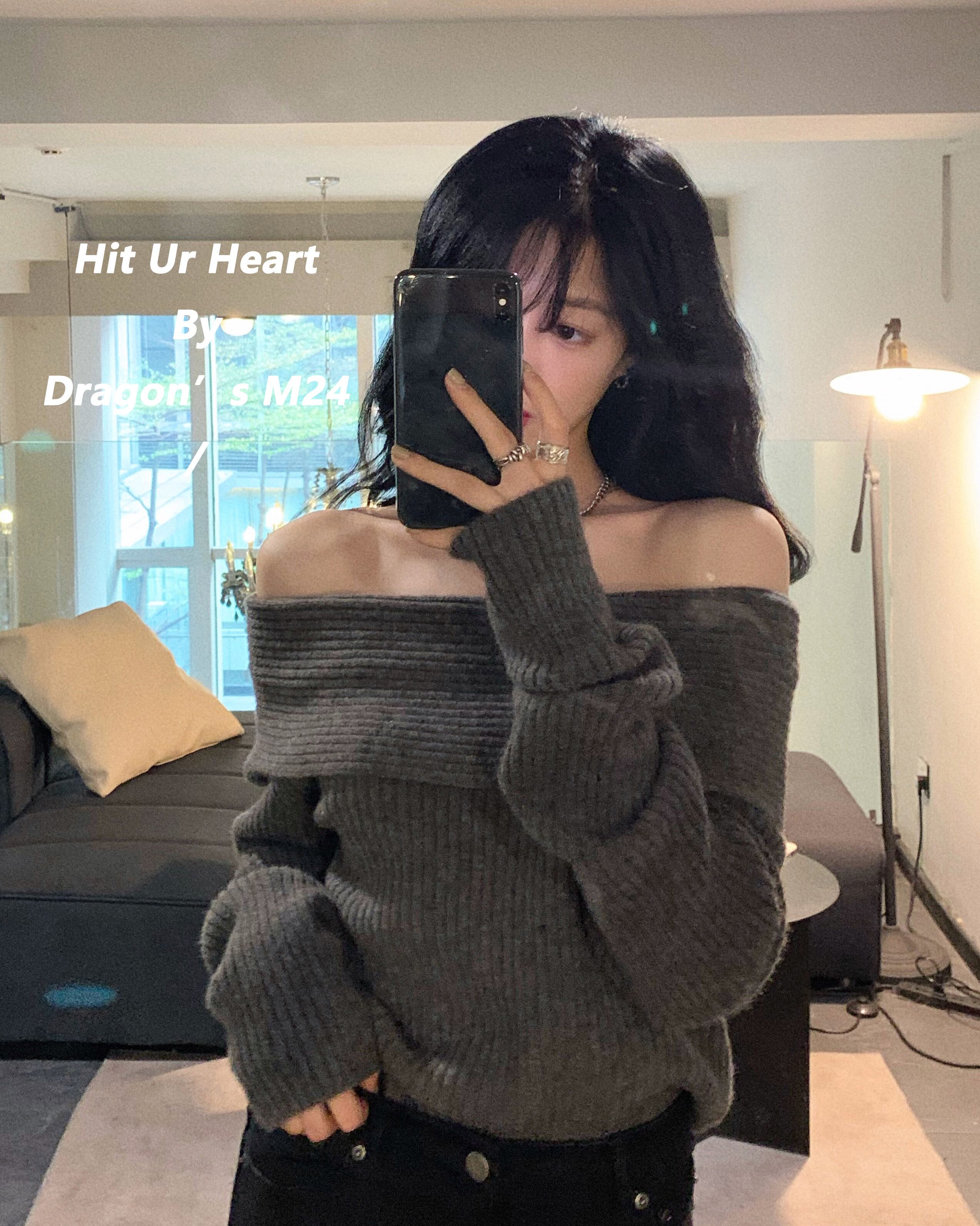 セーター ルーズグレースプリングスタイルクロップドトップス 春物 ブラックストロベリース19594728318