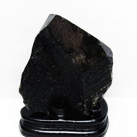 1.3Kg 黒水晶 原石 モリオン 原石 山東省産 台座付属 一点物 181-4522