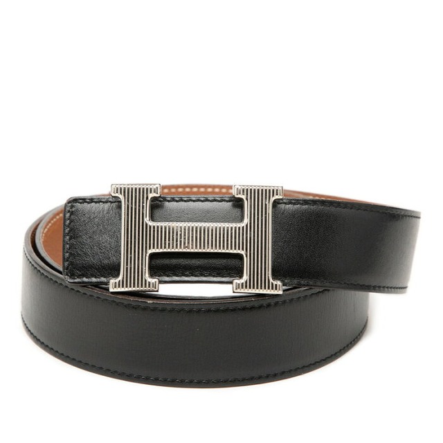 エルメス コンスタンス Hベルト ベルト サイズ：85 ブラック ブラウン ボックスカーフ トゴ メンズ HERMES 【中古】