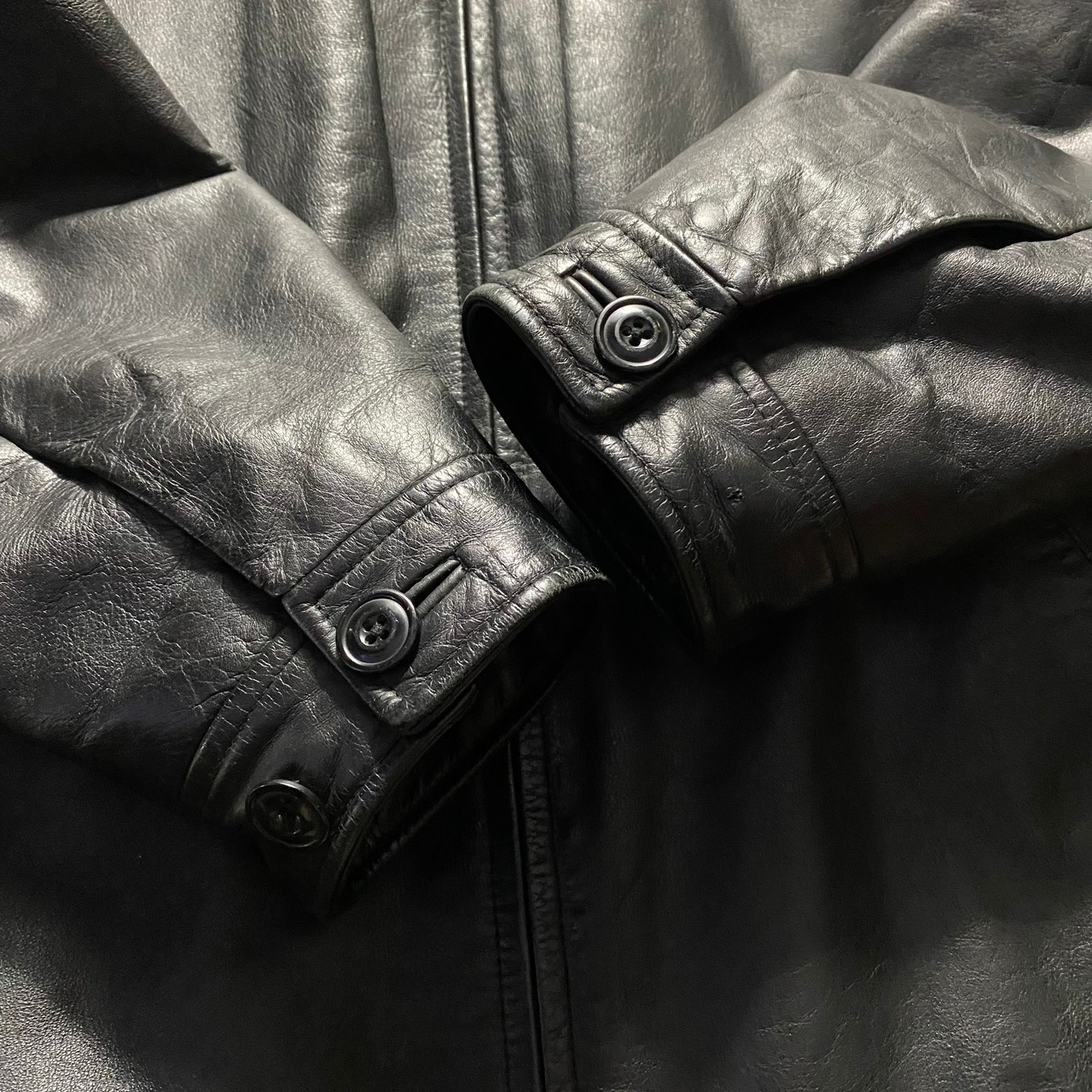 vintage 1990’s “OLD GAP” black leather drizzler jacket