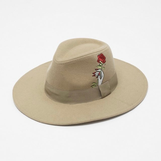 【LEGENDA】Hand Rose Embroidery ロングブリムハット[LEA340]