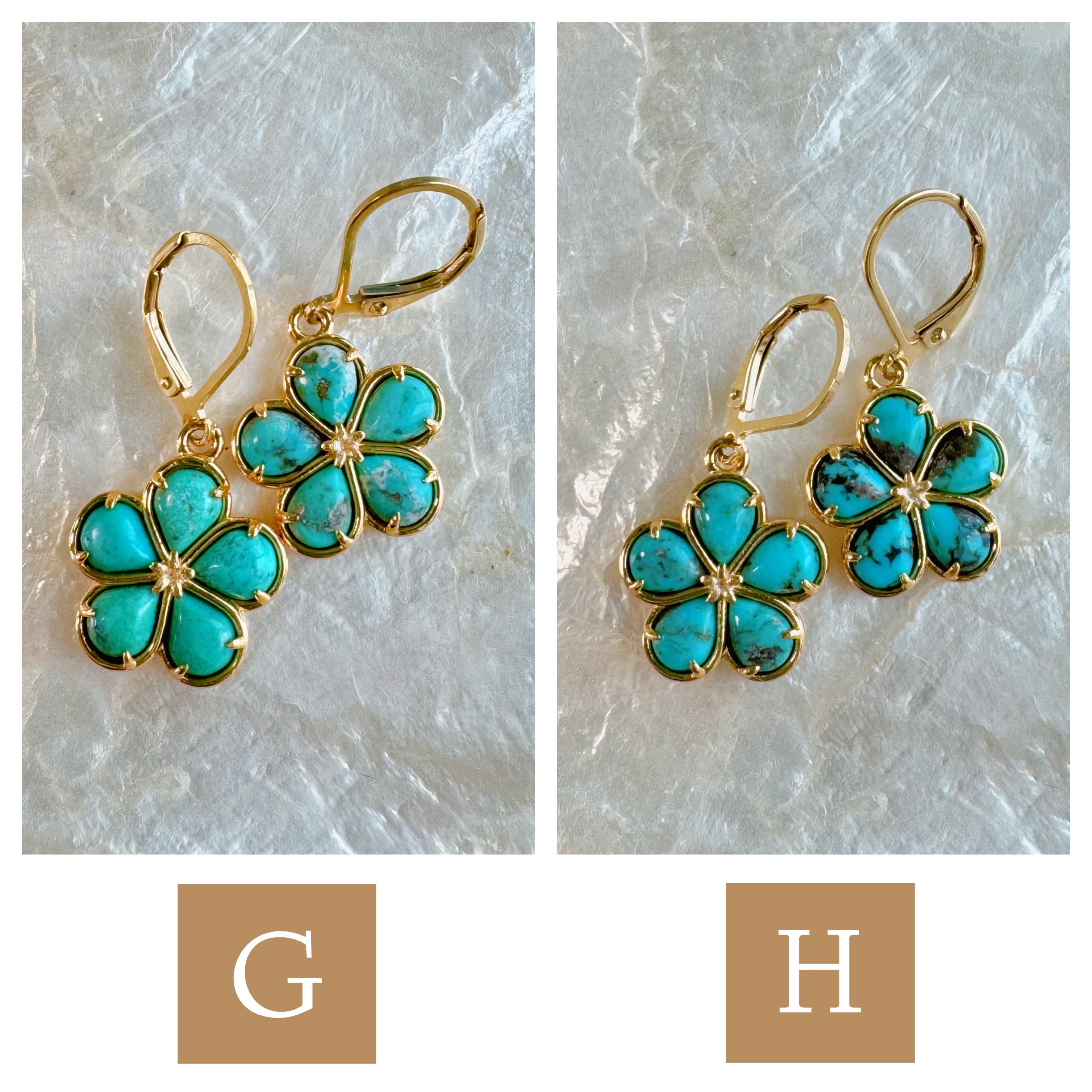 Hawaiianジュエリー ピアス Plumeria turquoise earrings Hawaiianjewelry(