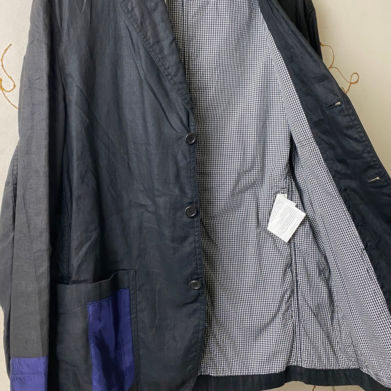 2005SS COMME des GARCONS HOMME blue switching linen suits set-up