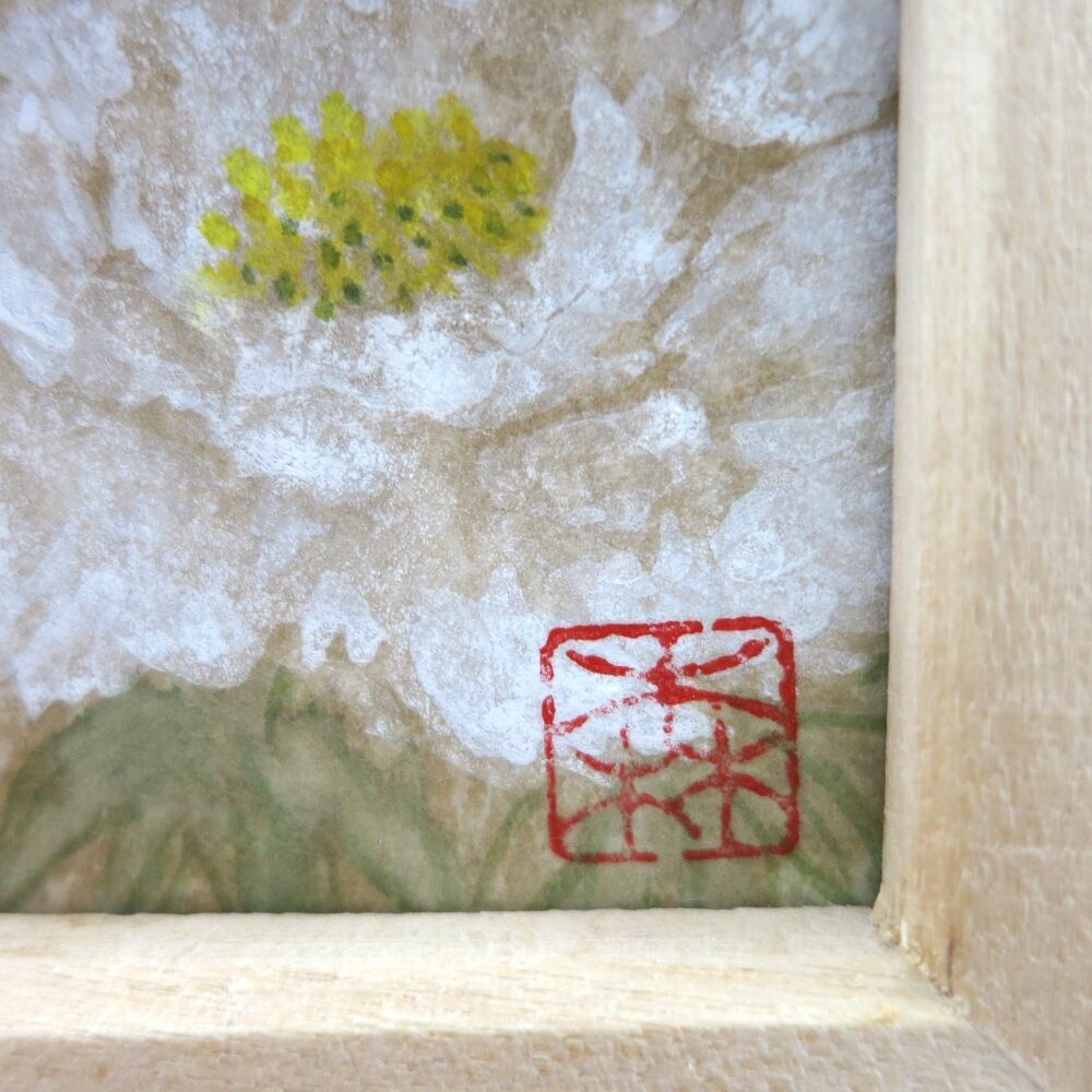 日本画原画】白牡丹ー静けさの中に花開くー ミニ原画 和モダン
