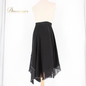 社交ダンス 衣装 スタンダード スカート レッスンウェア 黒 ブラック系 PAPILLON パピヨン フォーマル シルバー系 練習着 無地 上品 シンプルデザイン アーバンブラック ラインストーン 伸縮性 ポリエステル製 総丈約80cm ウエスト約29.5cm ファスナー仕様 レディース ダンス用衣装 祭り イベント衣装 スタイリッシュ スカートファッション