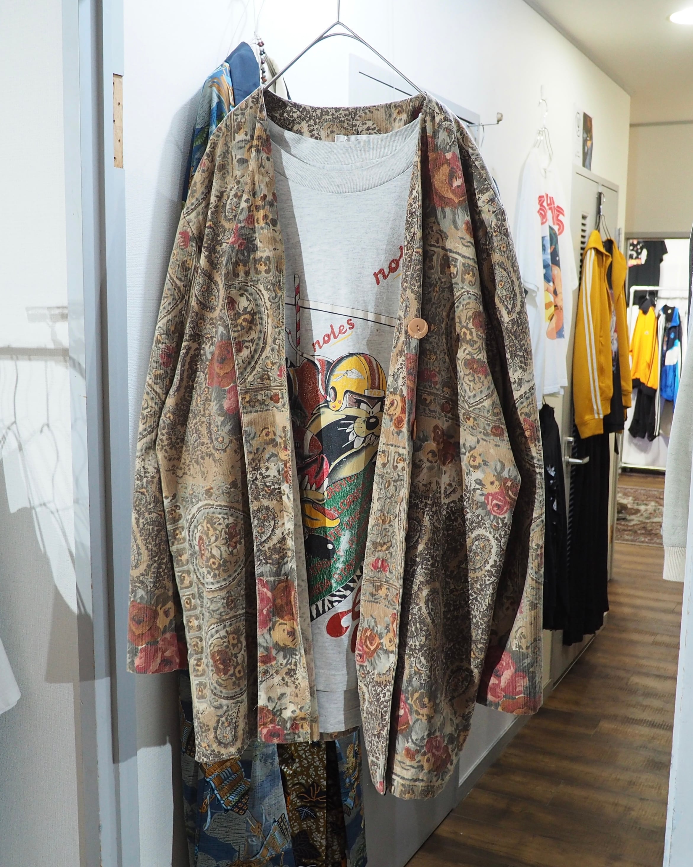 1980 - 90s " Made in USA " Beautiful Flower × paisley pattern vintage No collar jacket