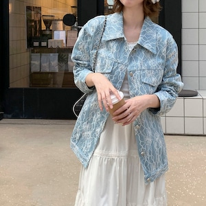 Lace oversized blue jacket 2litr06205