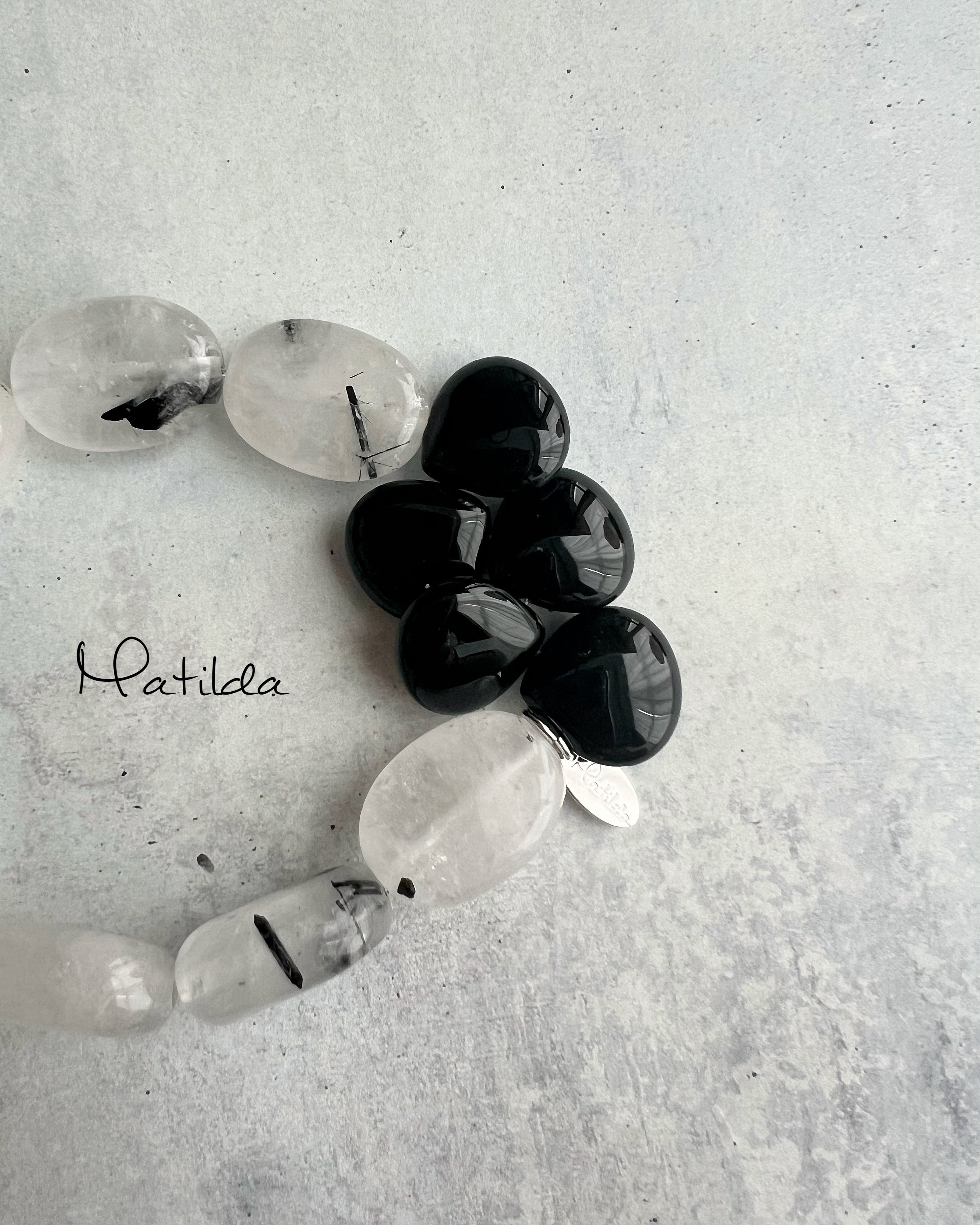 【再販】bicolor bracelet(ブラックルチルクォーツ×オニキス)