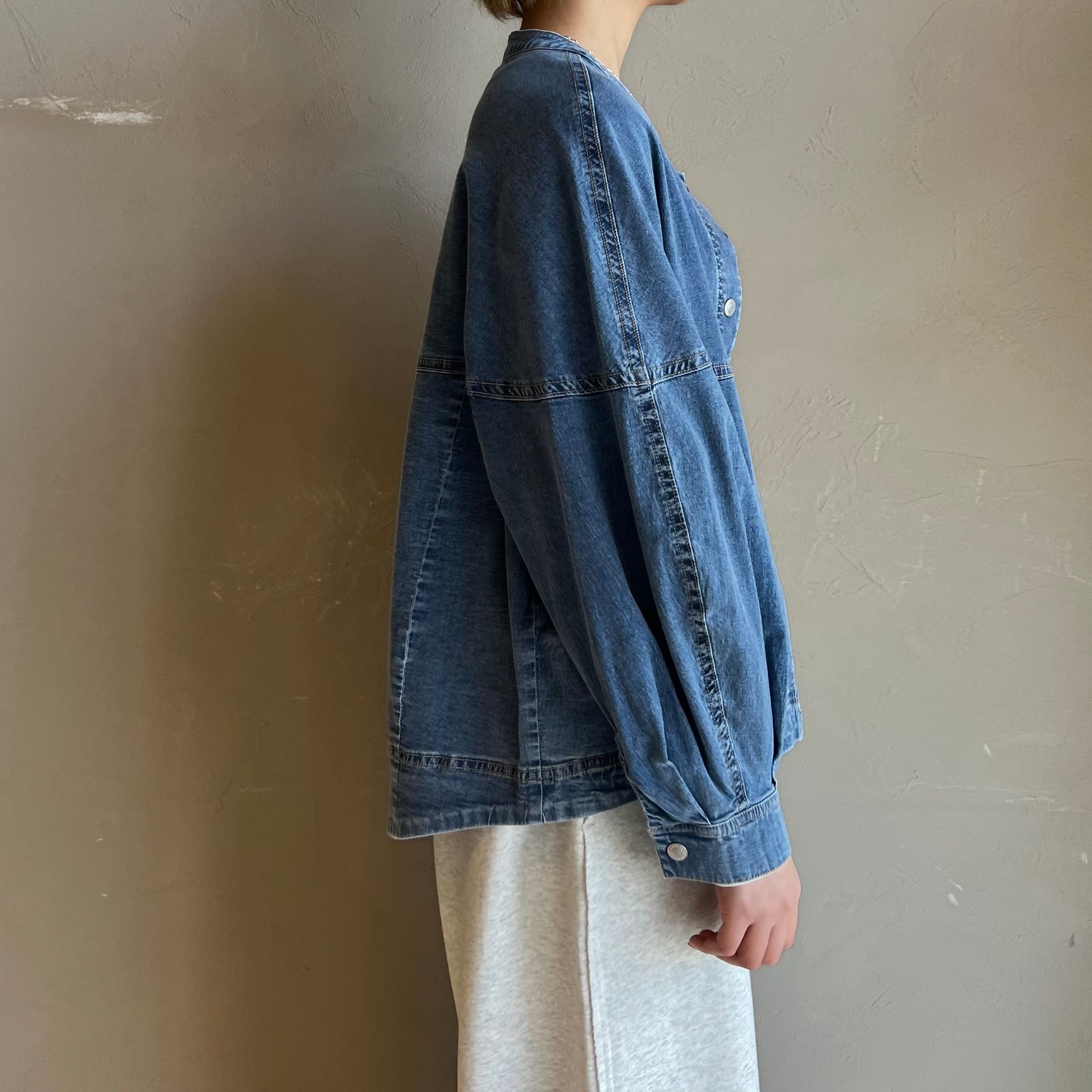 シニカル　ノーカラーデニムジャケットお値下げ最終 CYNICAL 】ノーカラーデニムジャケット | valance 福井｜レディース