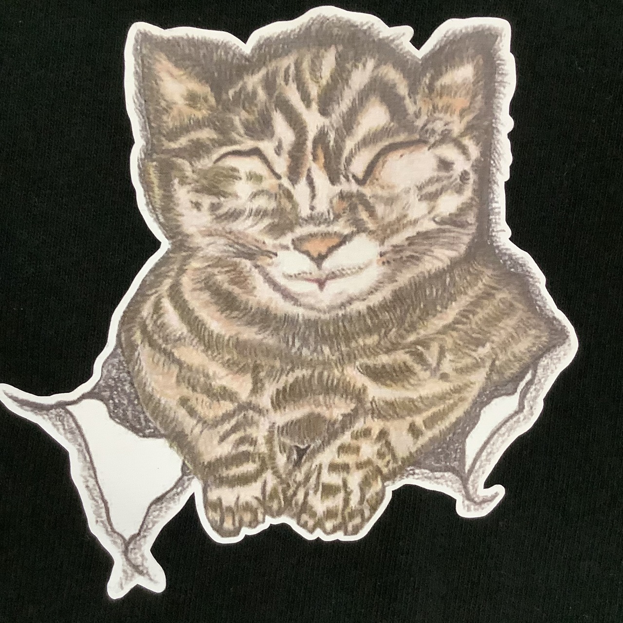 Laugh cat ( 笑う猫 ) ヘンリーネックTシャツ ブラック