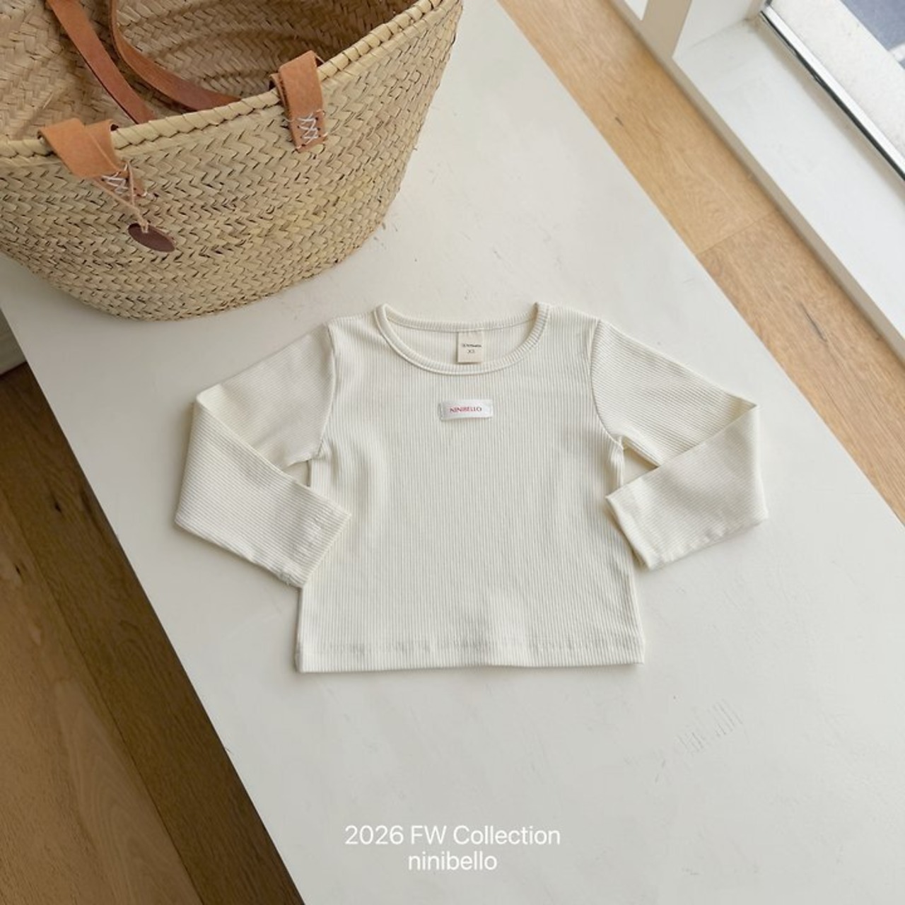 韓国子供服 / ninibello / Vive Ribbed T-shirt  / 長袖Ｔシャツ *XS~XXL*