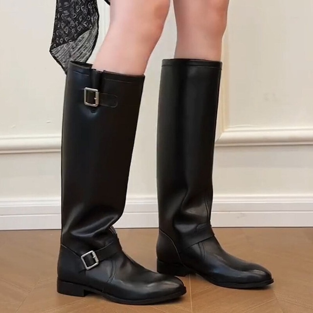 Buckle straight long boots　M1344