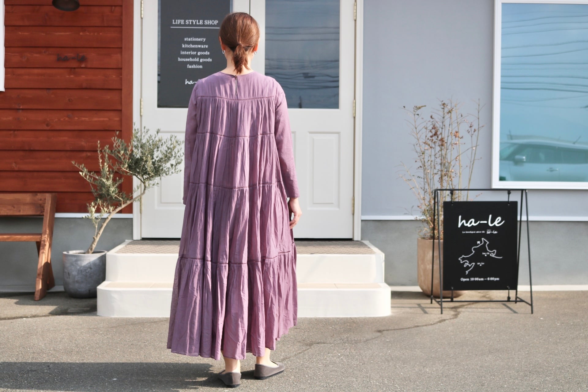 ヌキテパ　cotton voile tiered maxi dress