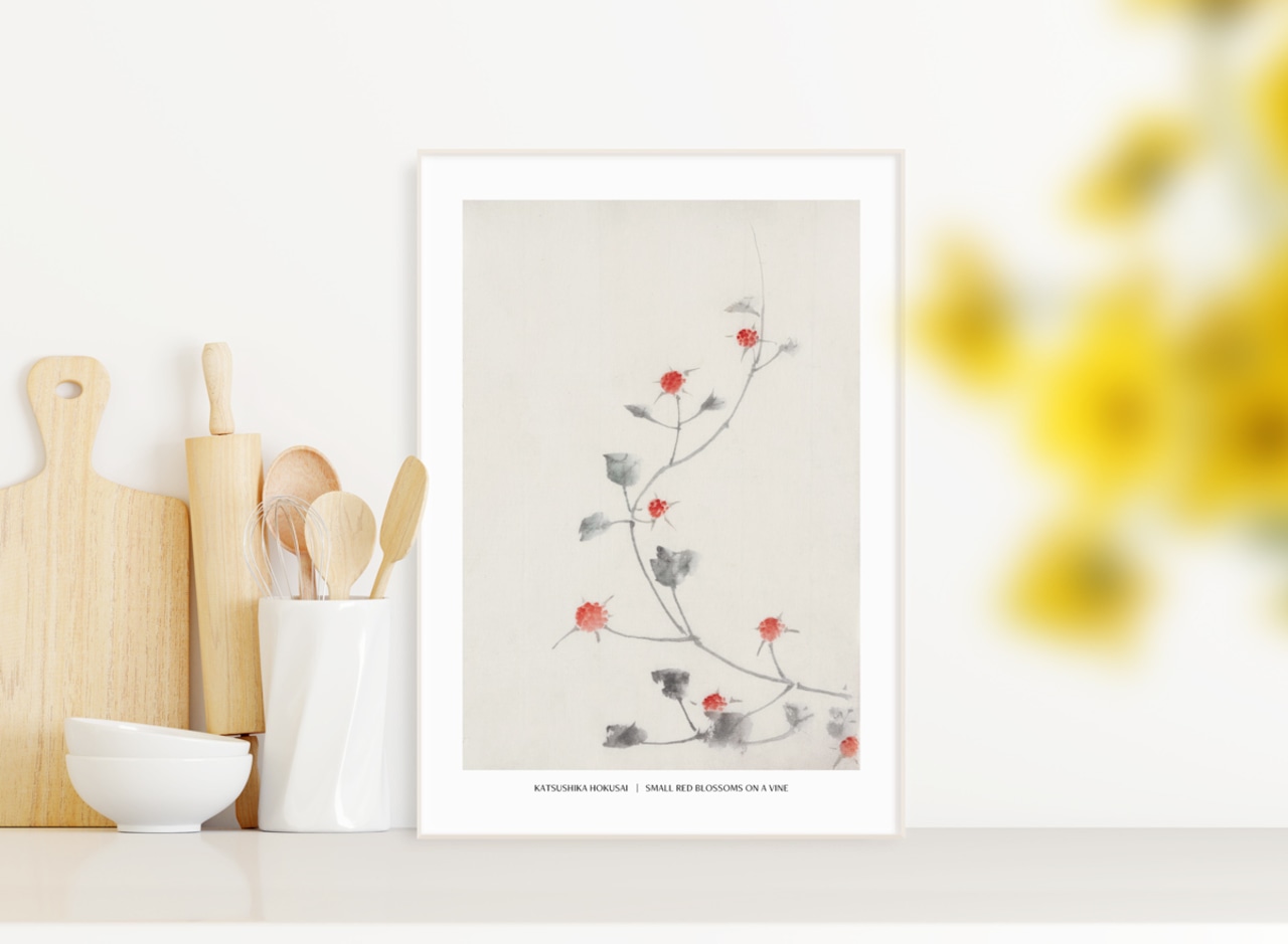 葛飾北斎 蔦に小さな赤い花 アートポスター 名画 絵画 和モダン 和室 特大 アートパネル AP214 - 4