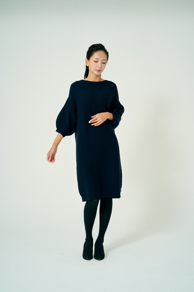 Boat Neck Puff Sleeve Dress