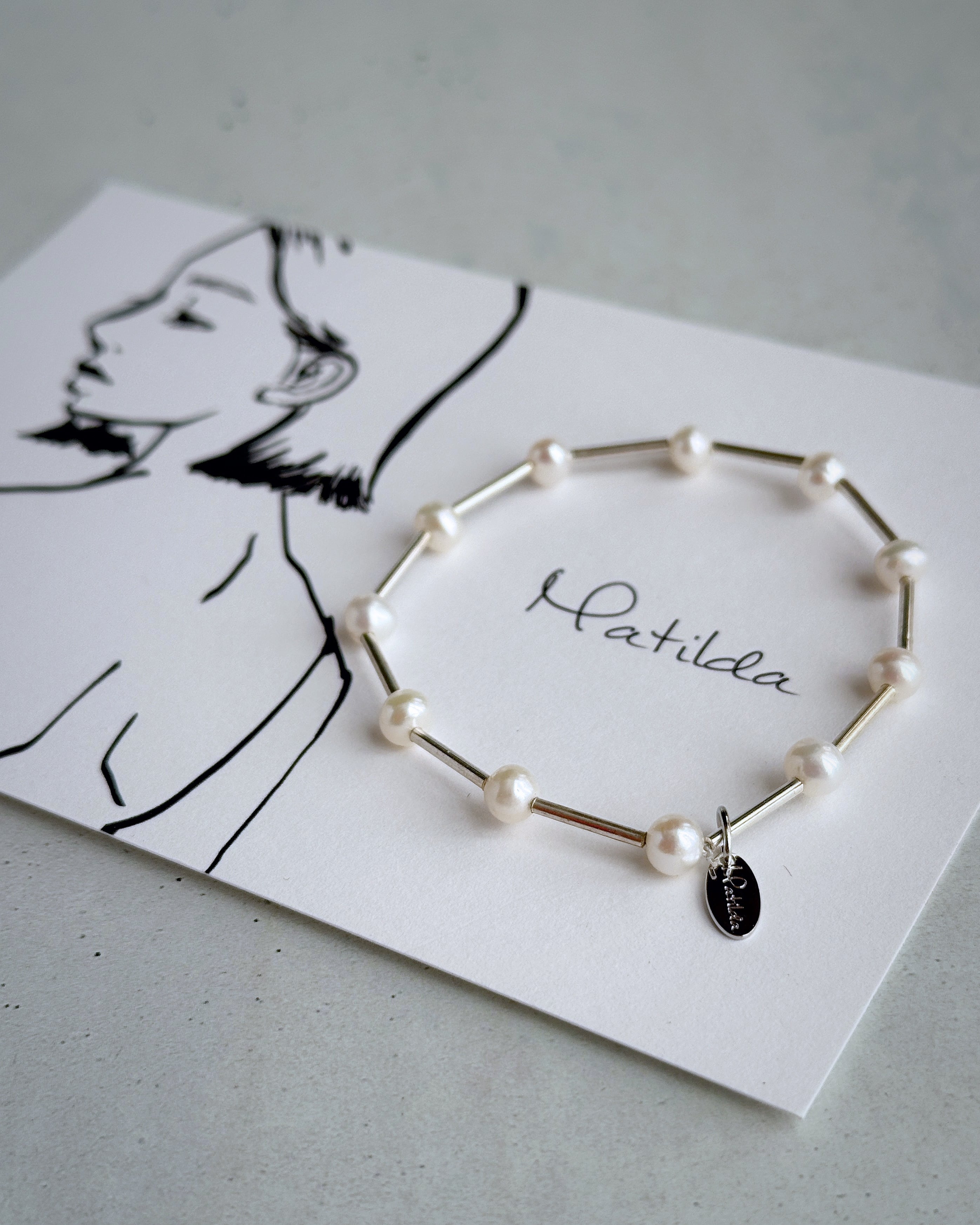 【再販】Tube & stone bracelet(淡水パールS)