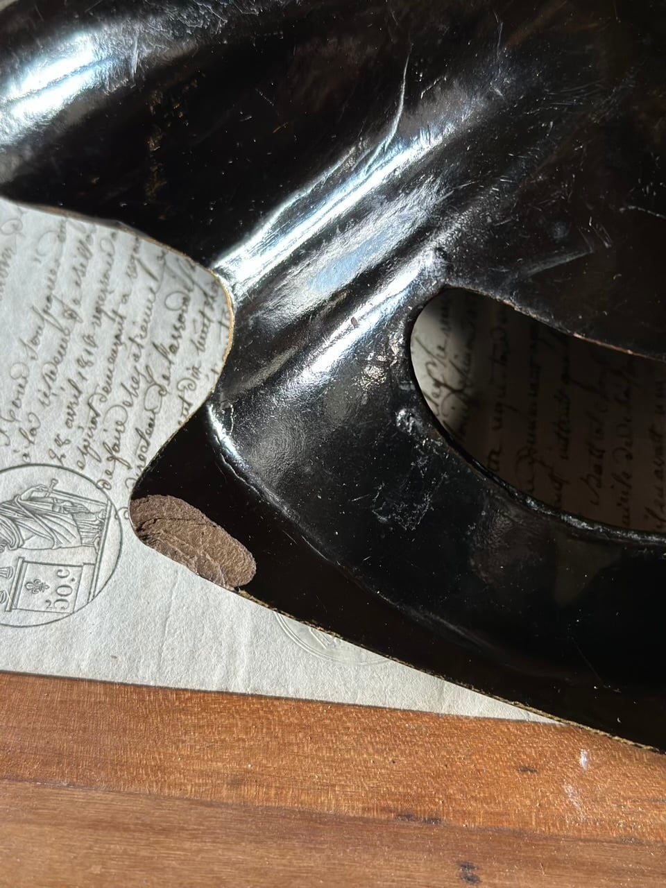 ナポレオン三世様式 パピエマシェ製 漆黒シェル型トレイ | Brocante de