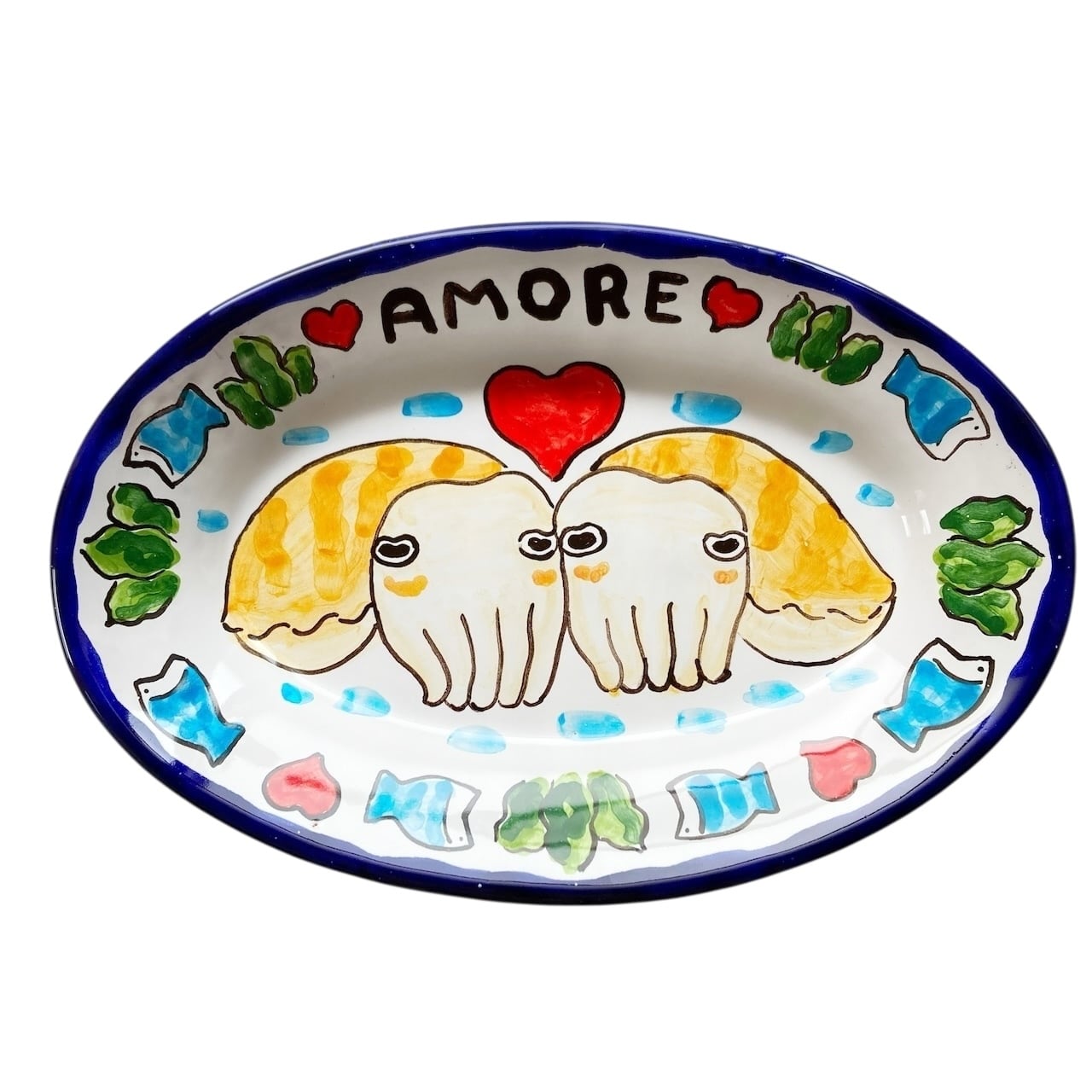 絵皿 M 20cm vivace 高貴な鳥 マヨリカ焼き イタリア陶器 CRC055