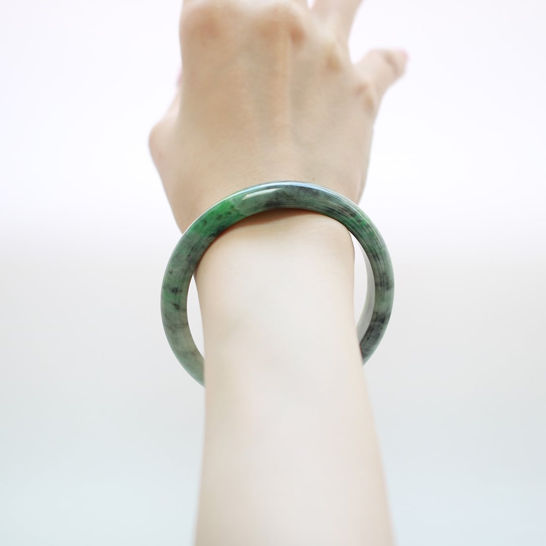 内径 約60mm】 komaru green 翡翠バングル A貨翡翠 jd_bg1547
