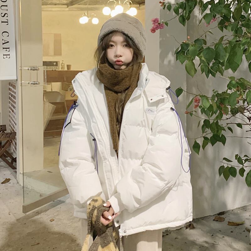 ホワイトフードコート ジャケット レディースオータムウィンター コットン 秋物 冬物 スーパーモール1016193371