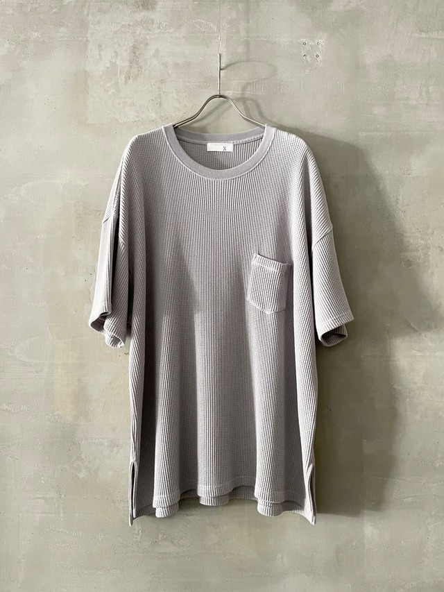 T/f Lv3 loose fit heavy waffle pocket tee - dark soot