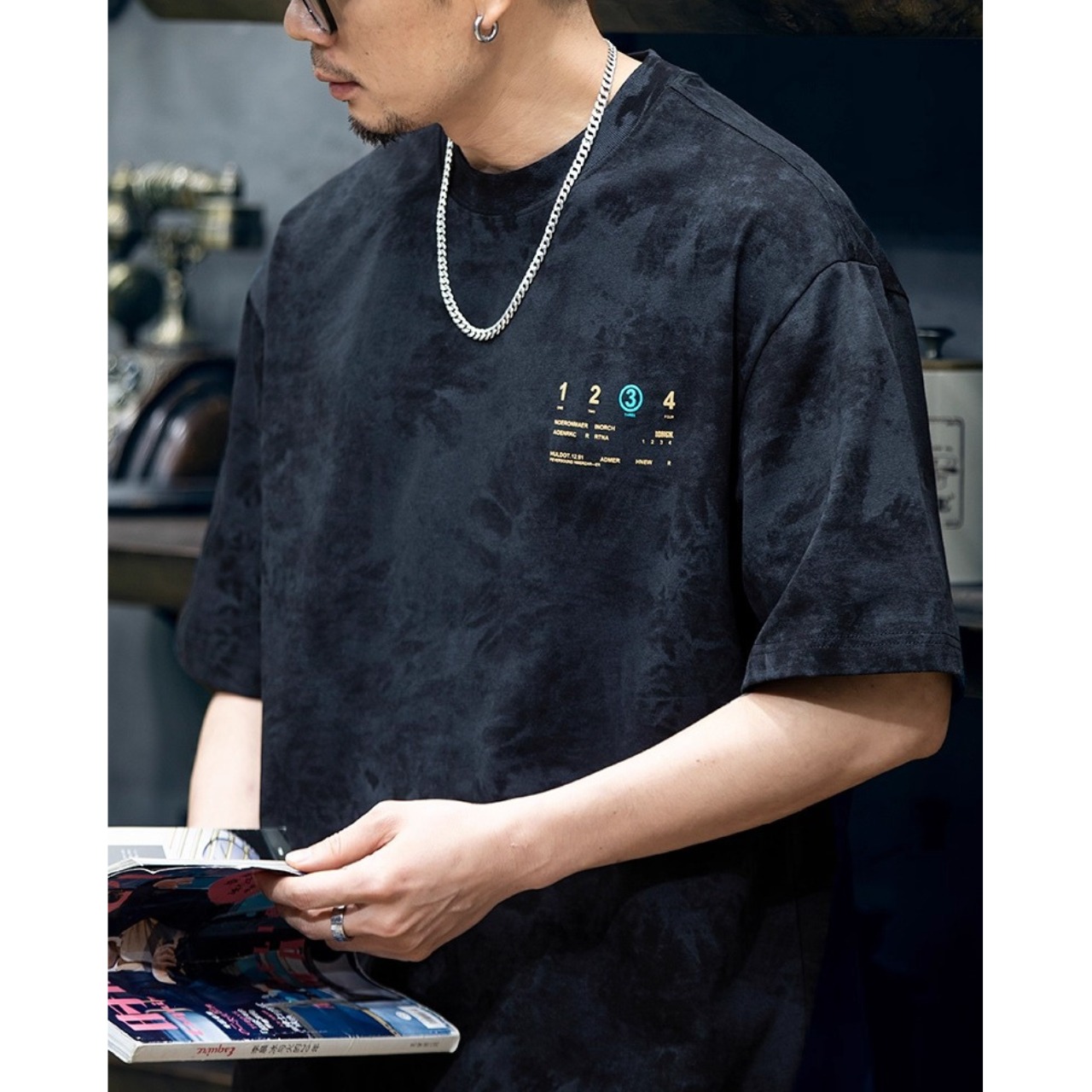 Number graphic back print tee 0966 - 11