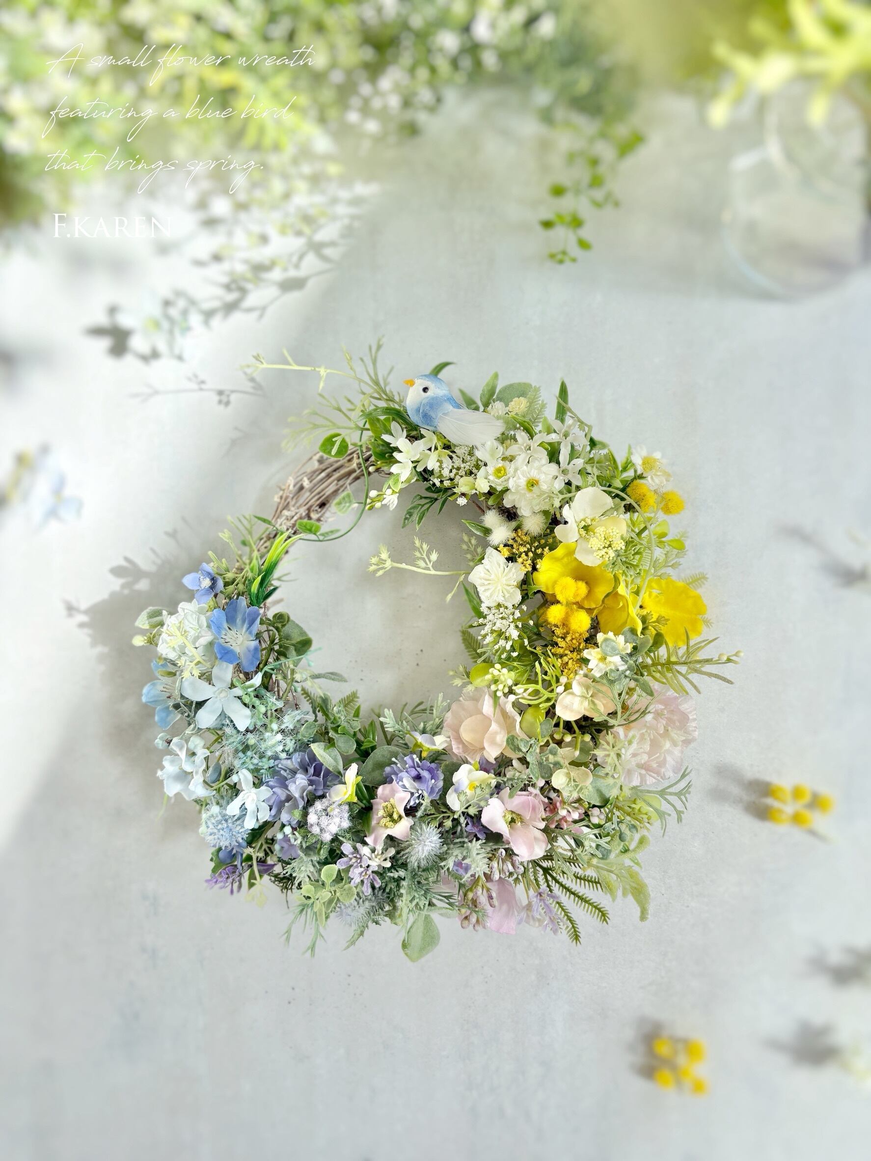 デルフィニウムと小花のリース※アーティフィシャルフラワー(造花