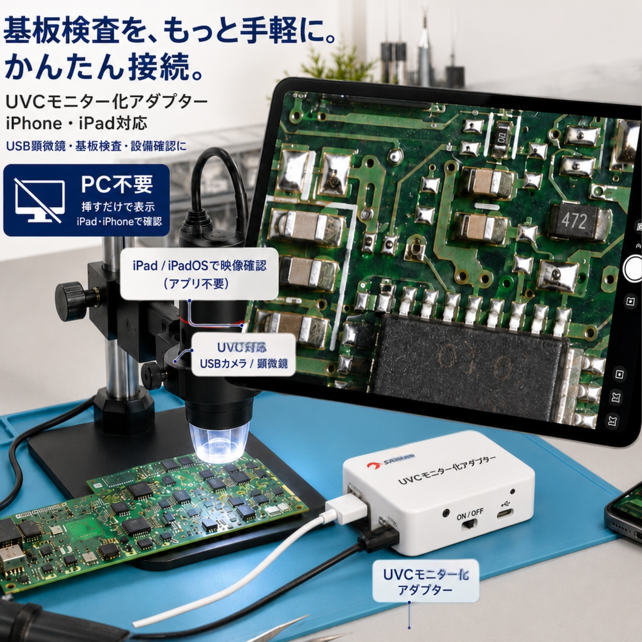 iPhone・iPadを外部モニターに｜USBカメラ対応 UVCモニター化