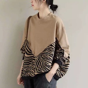ZEBRA STITCH ROUND NECK SWEAT SHIRT 1color M-14468
